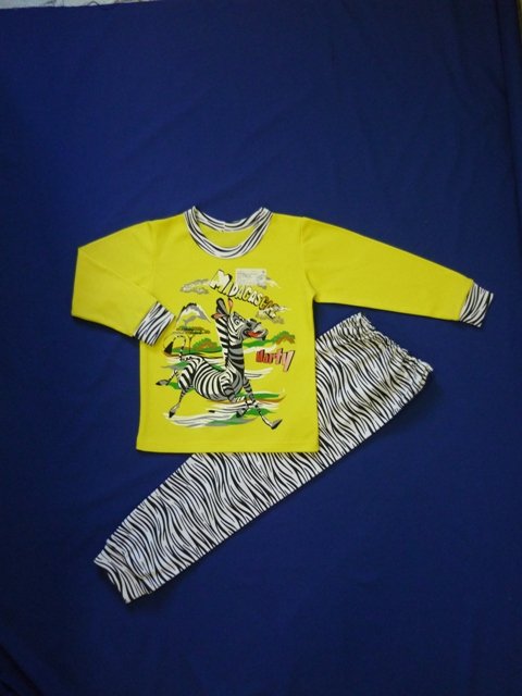 Пижама интерлок с печатью Зебра желтый