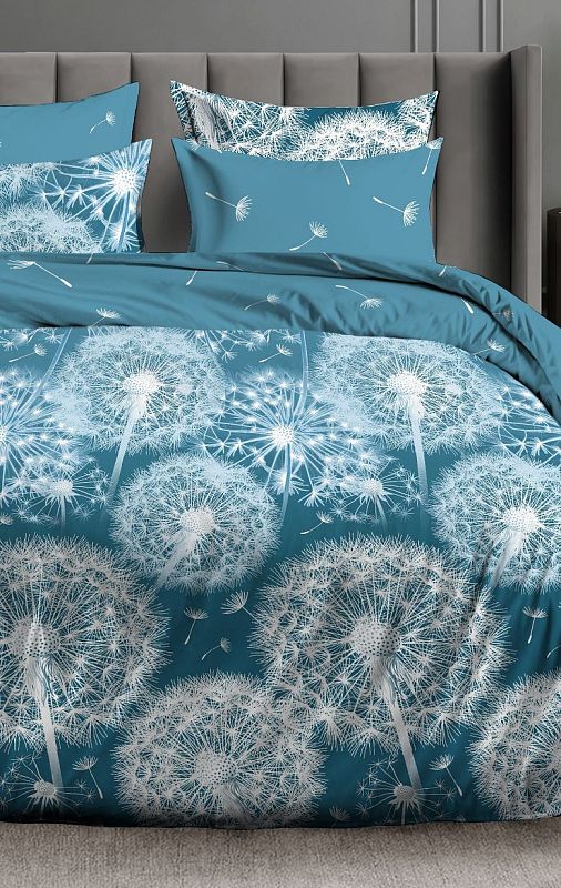 КПБ Перкаль 100% хлопок Искры лета бирюза