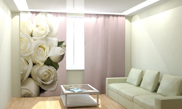 Фотошторы Белый розовый букет