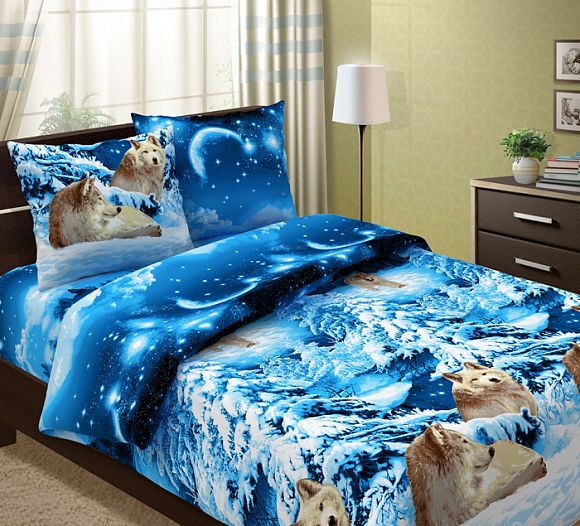 КПБ Бязь 3D  Волки