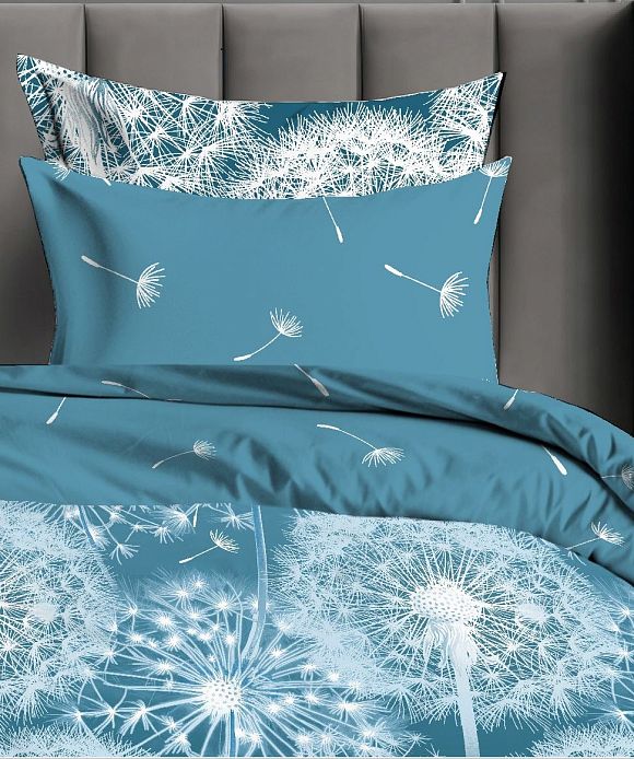 КПБ Перкаль 100% хлопок Искры лета бирюза